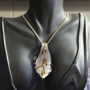 Glass Leaf Pendant Necklace